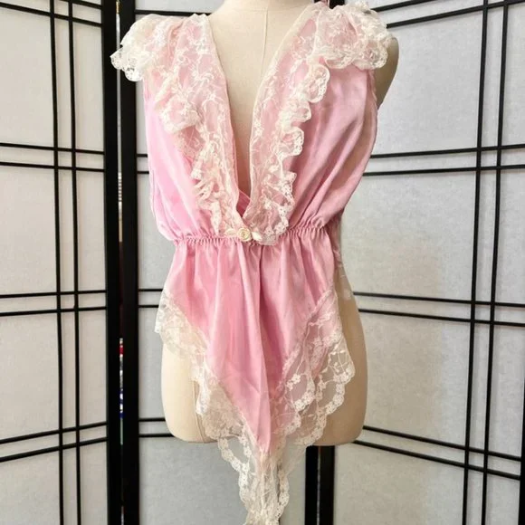 Lily of France | Intimates & Sleepwear | Vintage Lily Of France Teddy  Lavender White Soft Lace Trim Size Small